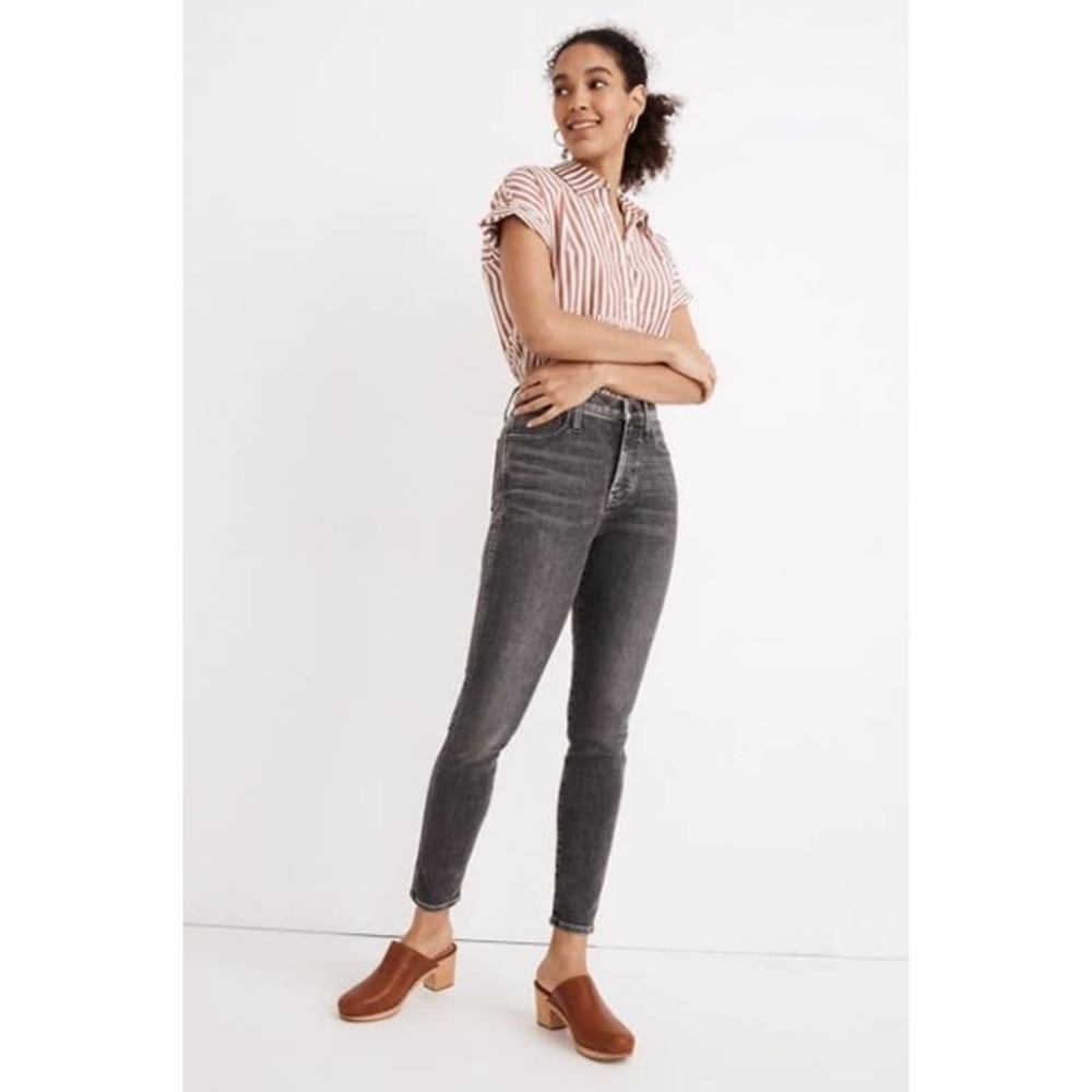 Madewell 10" High Rise Skinny Denim Jeans Oakwood Wash Black Size 24 MC519